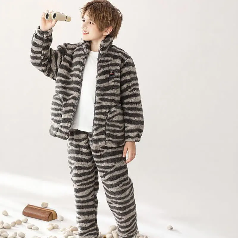 Kinder-Loungewear-Set mit Zebramuster und Reißverschluss