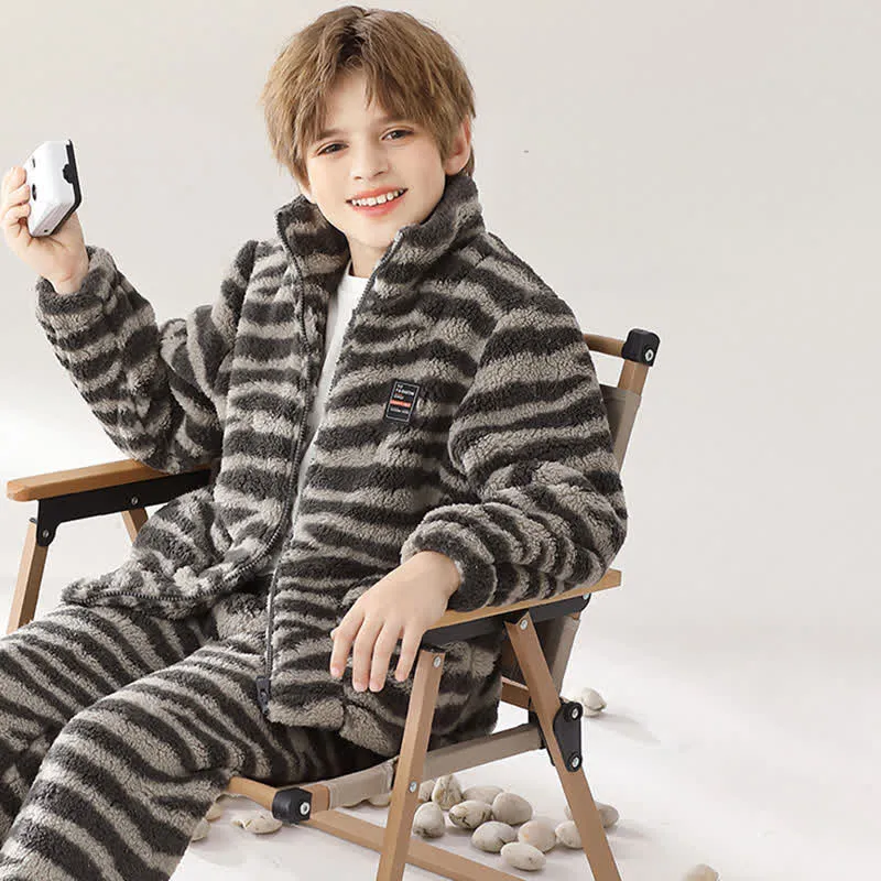 Kinder-Loungewear-Set mit Zebramuster und Reißverschluss
