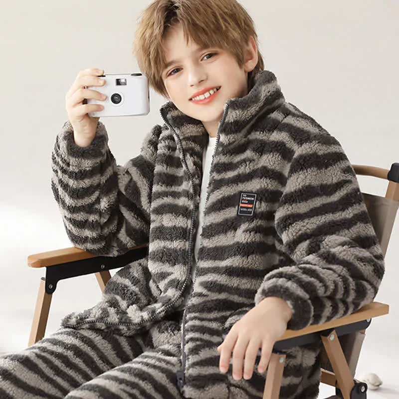 Kinder-Loungewear-Set mit Zebramuster und Reißverschluss