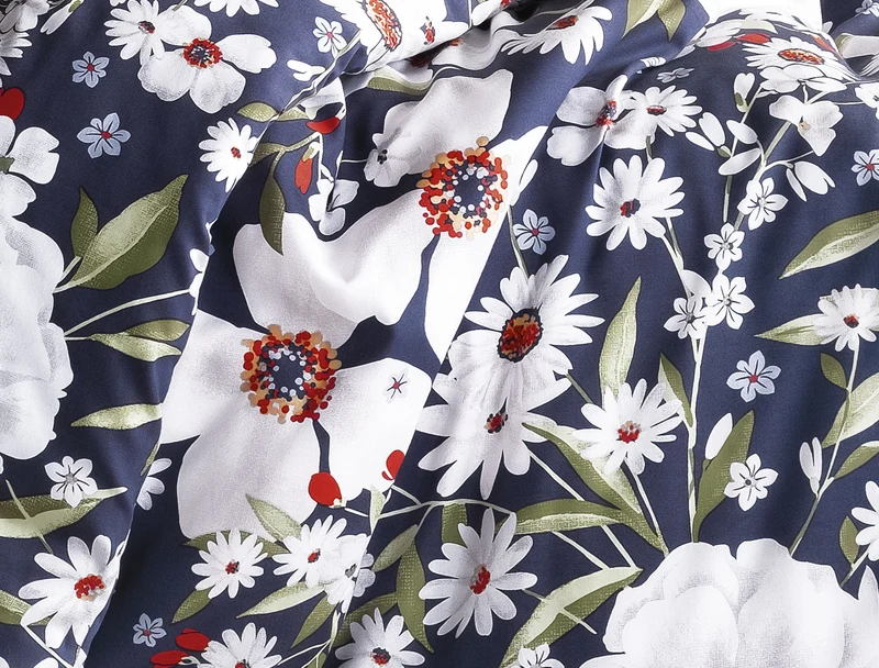 Irisette Mako-Satin Bettwäsche Sky 8443-20 Blumen blau