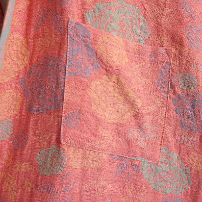 Romantischer Kimono-Bademantel aus Baumwollgaze mit Rosenmuster