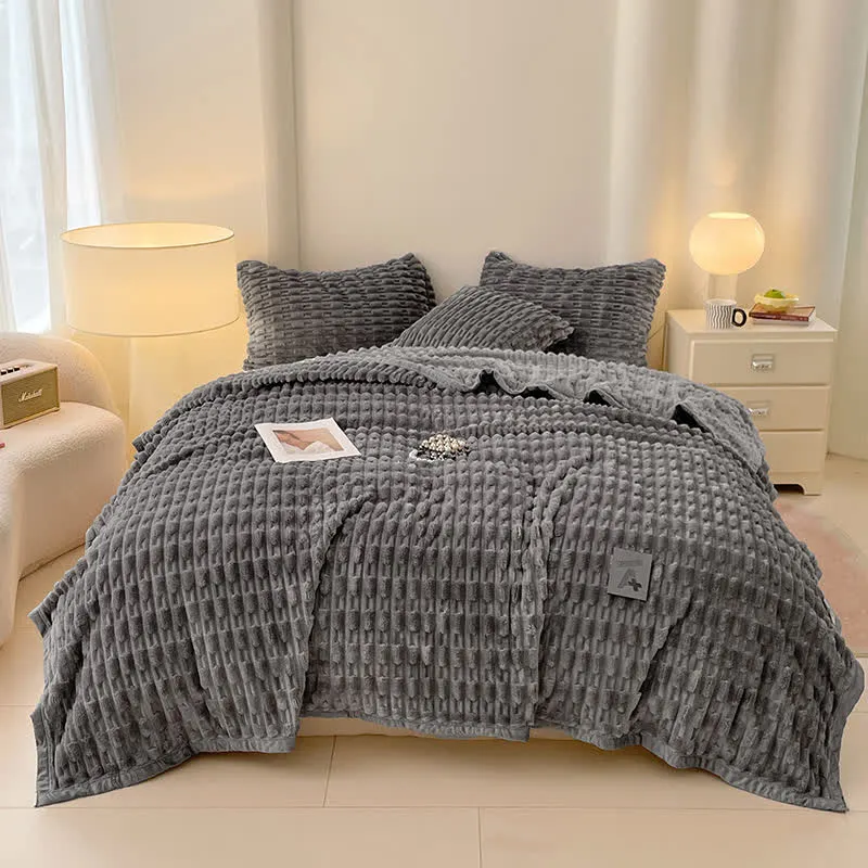 Ownkoti Minimalistische, einfarbige Fleecedecke mit Struktur
