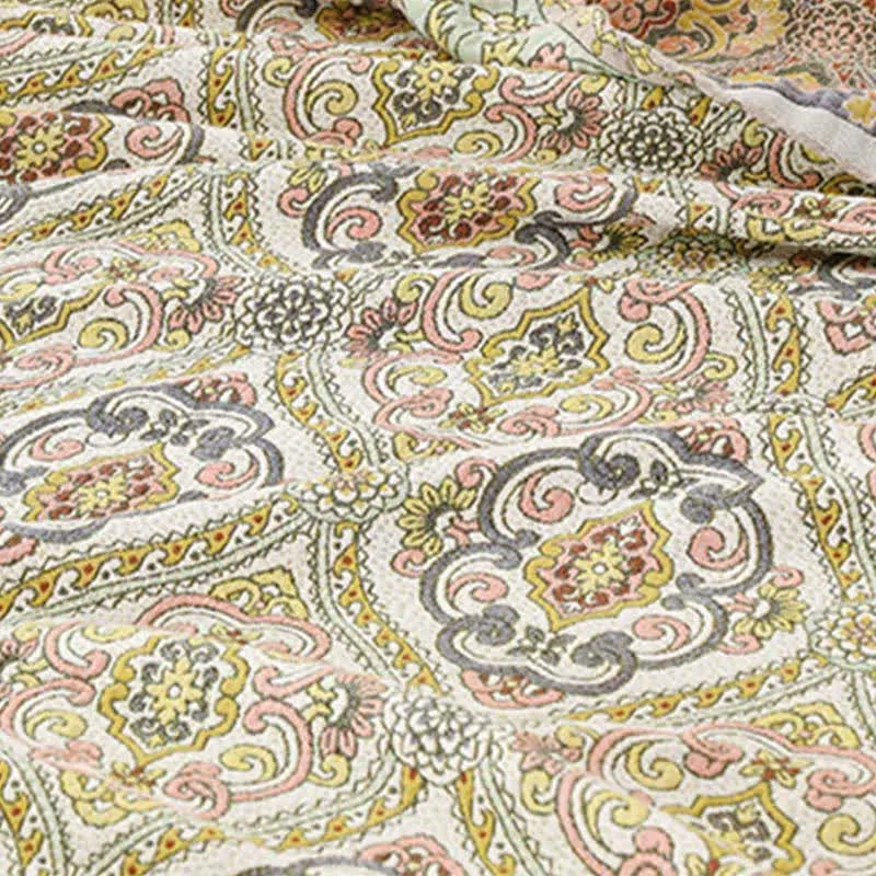 Ownkoti Elegante Vintage-Sofadecke aus Baumwollgaze mit Blumenmuster
