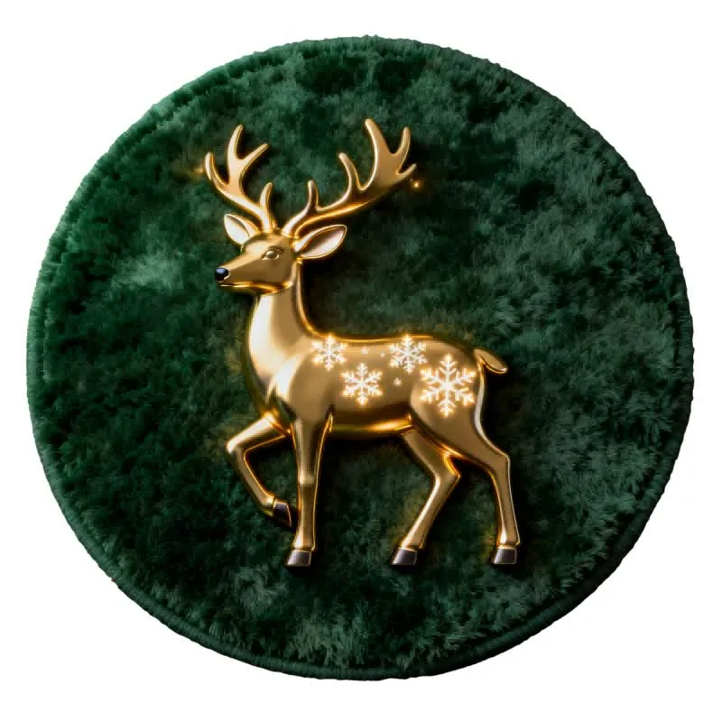 Ownkoti Weihnachtsteppich mit Rentier-3D-Effekt