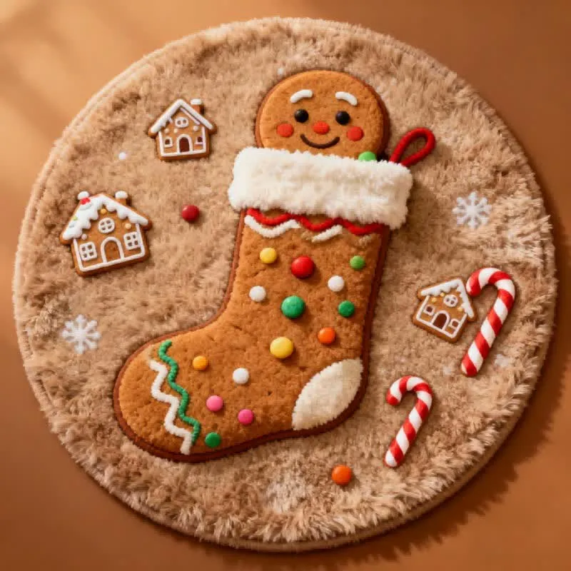 Ownkoti Kreativer Weihnachtsstrumpf-Teppich mit 3D-Effekt