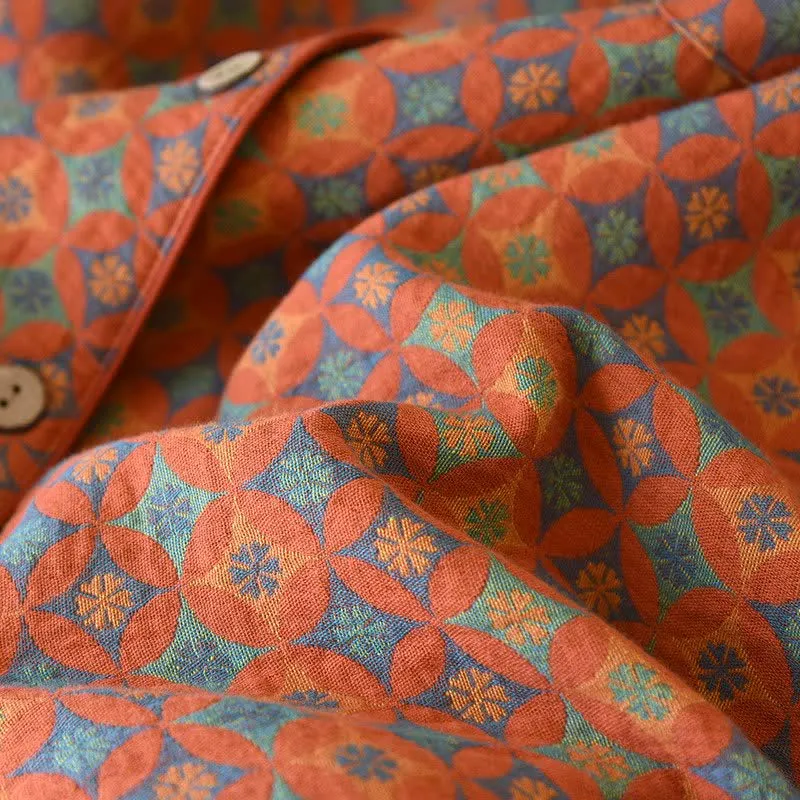 Ownkoti Loungewear aus Baumwollgaze mit Retro-Geometrie-Muster