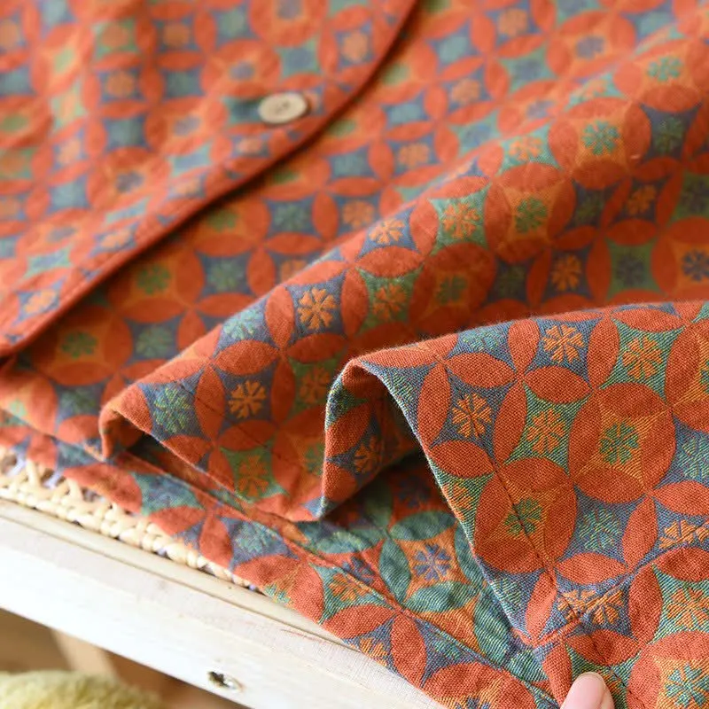 Ownkoti Loungewear aus Baumwollgaze mit Retro-Geometrie-Muster