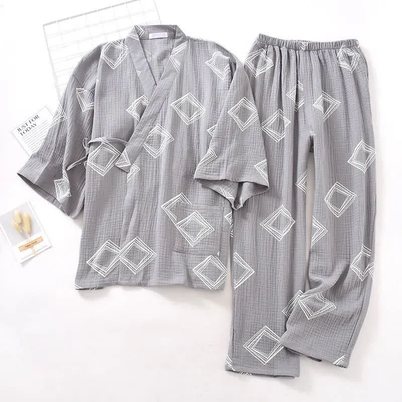 Ownkoti Unisex Diamond Baumwollkimono Loungewear Set