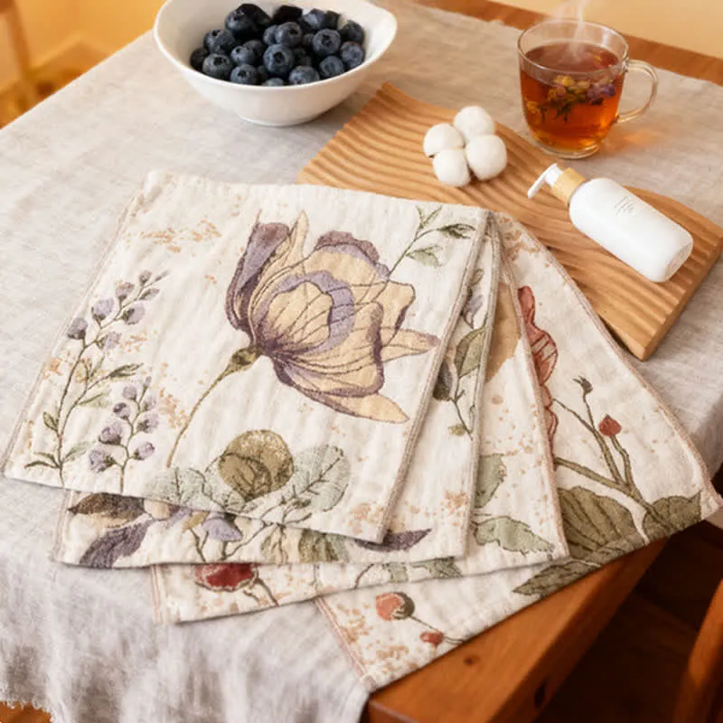 Ownkoti Elegantes, saugfähiges Küchenhandtuch aus Baumwolle mit Blumenmuster