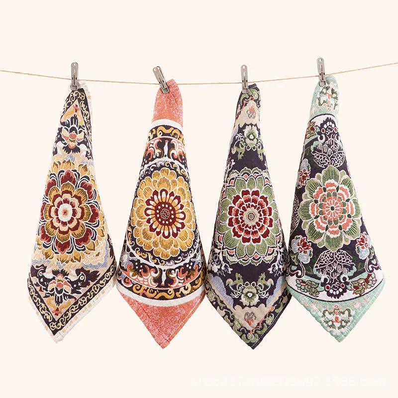 Ownkoti Retro Floral Baumwoll-Küchenhandtuch, saugfähig