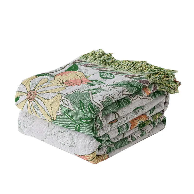 Ownkoti Refresh Floral Baumwollgaze Quasten-Steppdecke