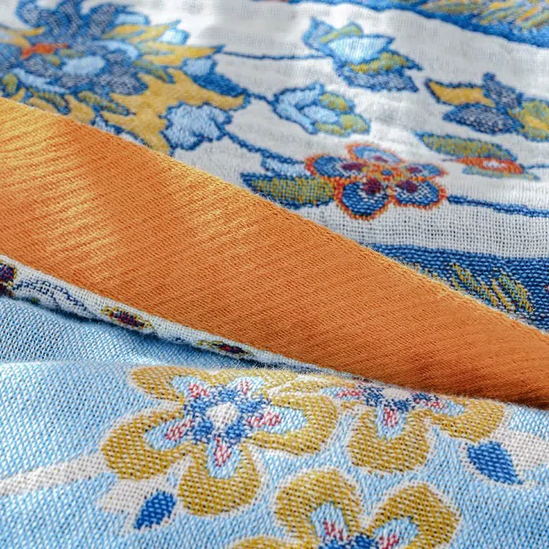 Ownkoti Baumwollgaze-Steppdecke mit lebendigem Vintage-Muster