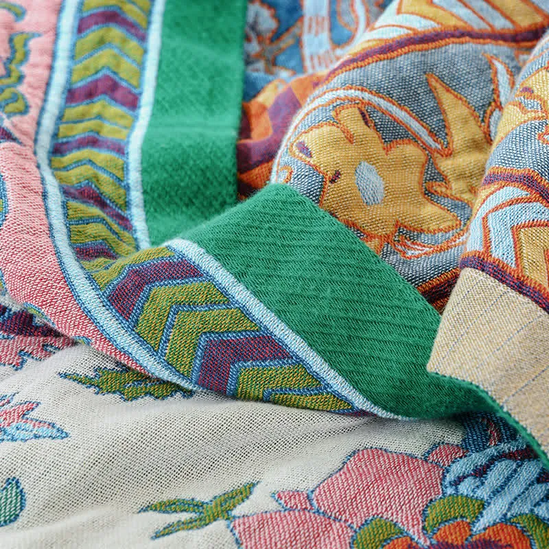 Ownkoti Steppdecke aus reiner Baumwollgaze mit Blumenmuster