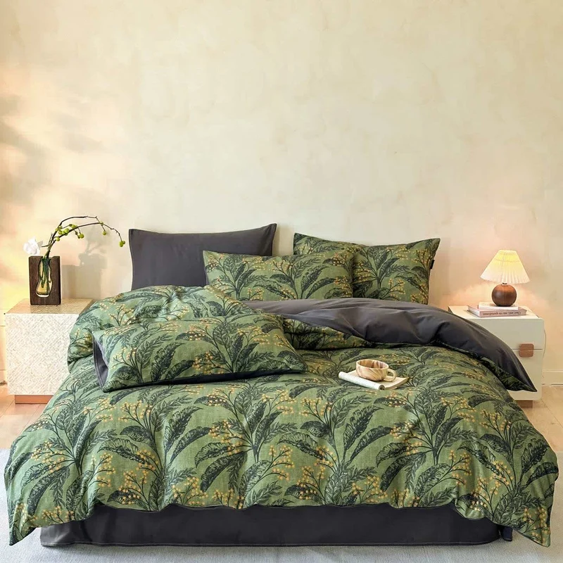 Ownkoti Botanical Bettwäscheset aus gebürsteter Baumwolle (4-teilig)
