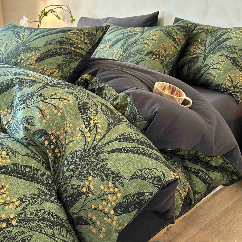 Ownkoti Botanical Bettwäscheset aus gebürsteter Baumwolle (4-teilig)