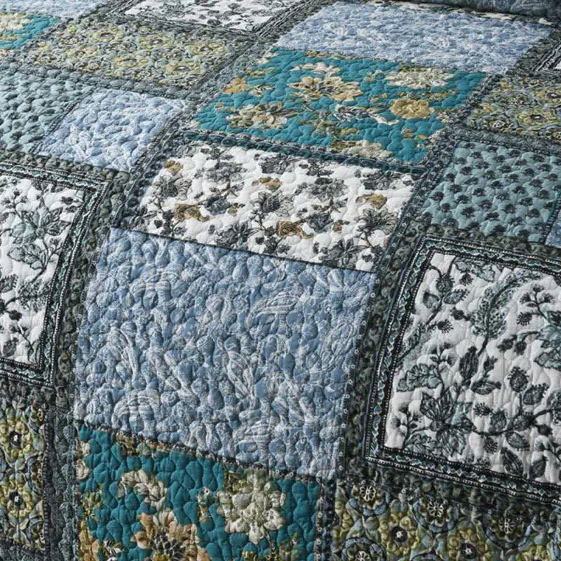 Ownkoti Vintage-Bettdecke aus Baumwolle mit Blumenmuster