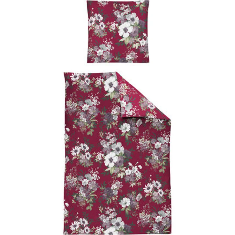 Irisette Mako-Satin Bettwäsche Blumen 8670-61 Rot -
