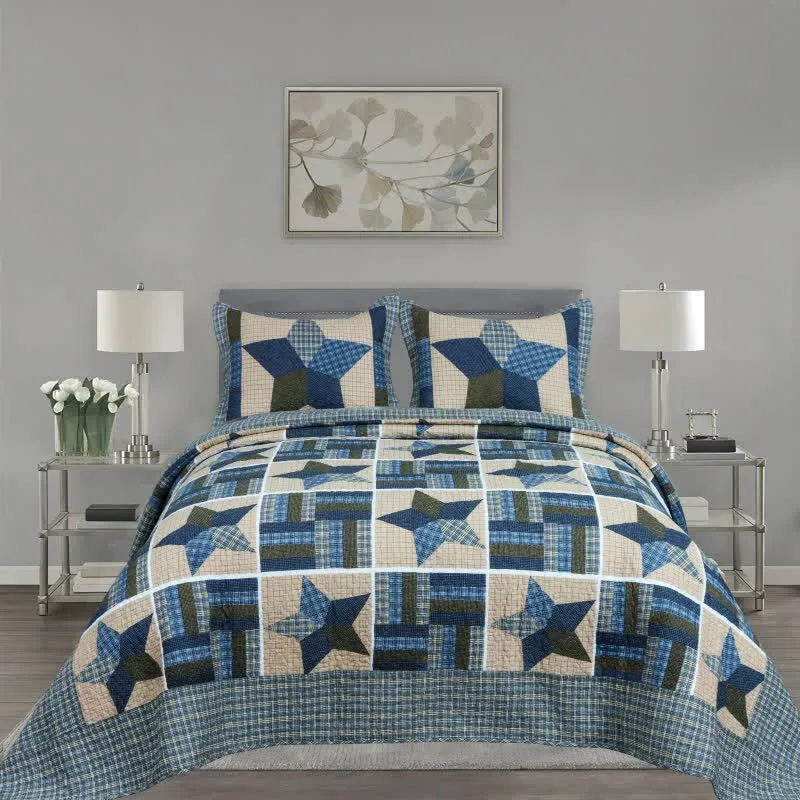 Ownkoti Vintage Star Patchwork Baumwolldecke