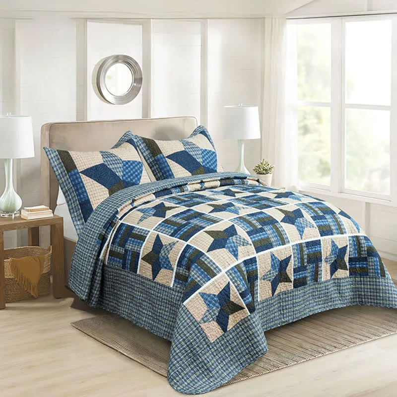 Ownkoti Vintage Star Patchwork Baumwolldecke