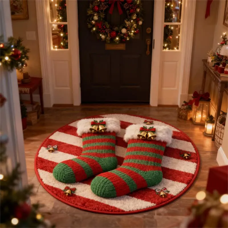 Ownkoti Weihnachtsstrumpf-Teppich mit 3D-Effekt