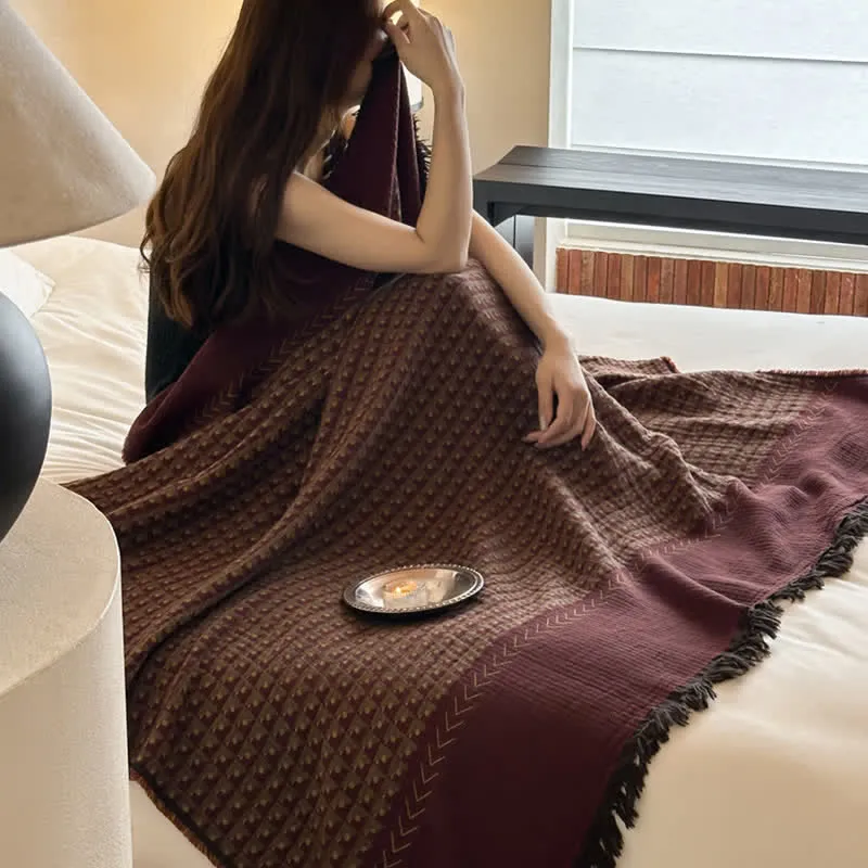 Ownkoti Vintage Baumwoll-Jacquard-Mehrzweckdecke