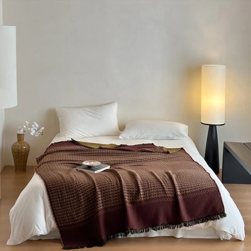 Ownkoti Vintage Baumwoll-Jacquard-Mehrzweckdecke