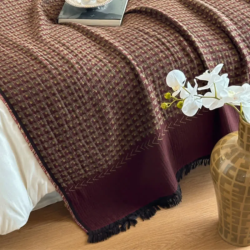 Ownkoti Vintage Baumwoll-Jacquard-Mehrzweckdecke