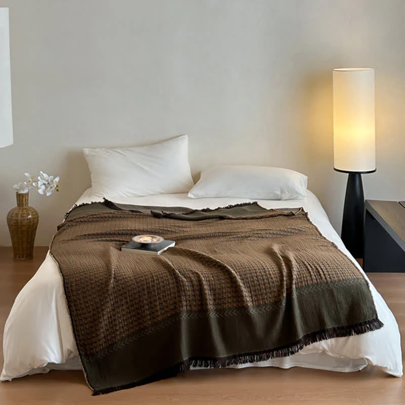Ownkoti Vintage Baumwoll-Jacquard-Mehrzweckdecke
