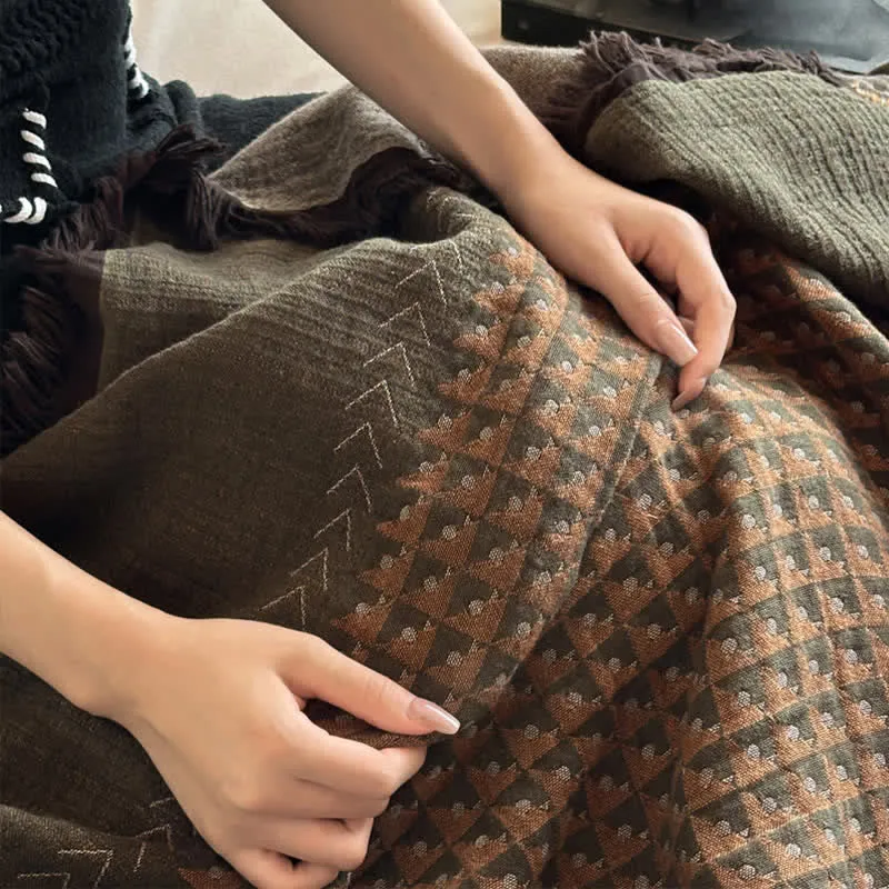 Ownkoti Vintage Baumwoll-Jacquard-Mehrzweckdecke