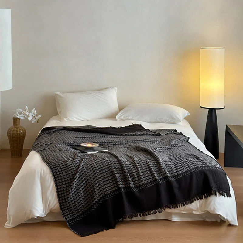 Ownkoti Vintage Baumwoll-Jacquard-Mehrzweckdecke