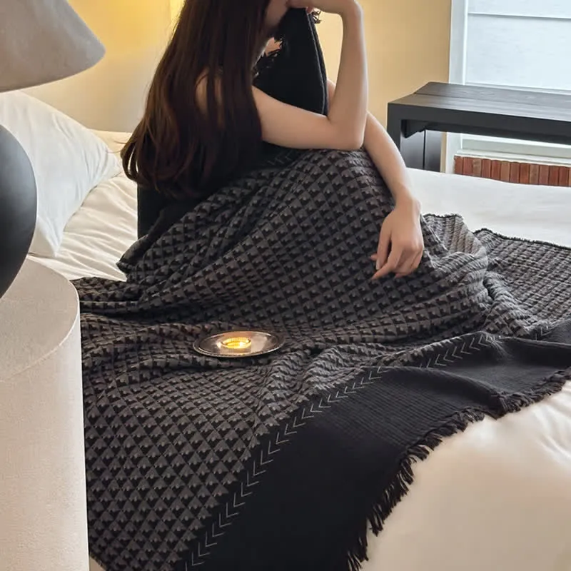 Ownkoti Vintage Baumwoll-Jacquard-Mehrzweckdecke
