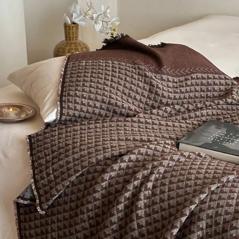 Ownkoti Vintage Baumwoll-Jacquard-Mehrzweckdecke