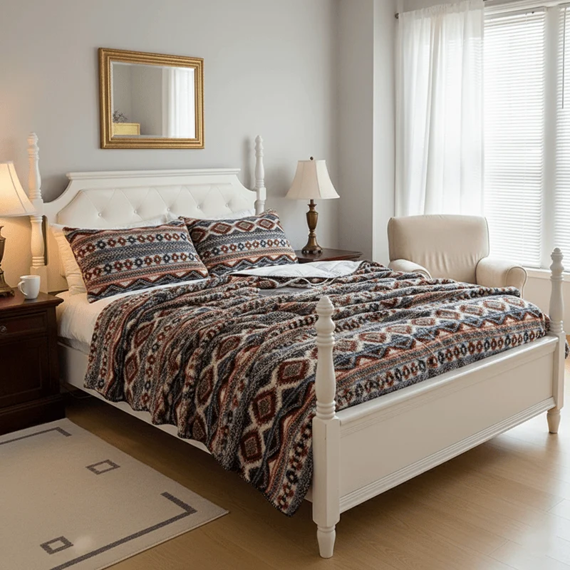 Ownkoti Flauschige Fleecedecke im Bohemian Chic