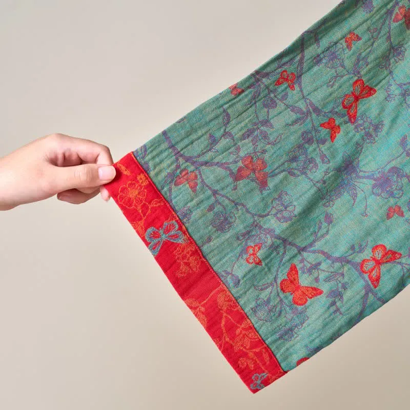 Ownkoti Kimono-Bademantel aus Baumwollgaze im Vintage-Schmetterlingsstil