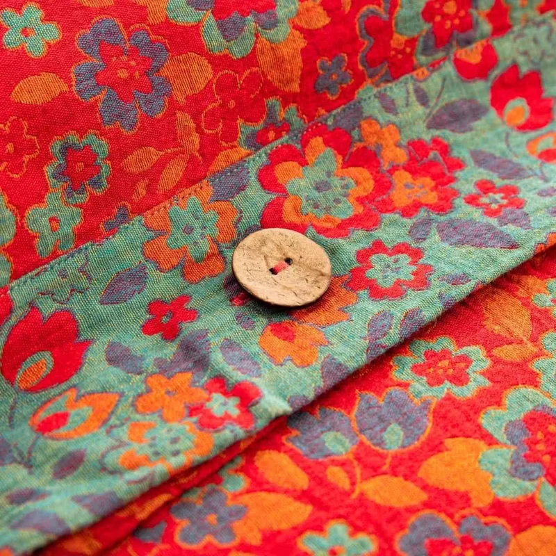 Ownkoti Bettwäsche mit Blumenmuster aus reiner Baumwollgaze (4-teilig)