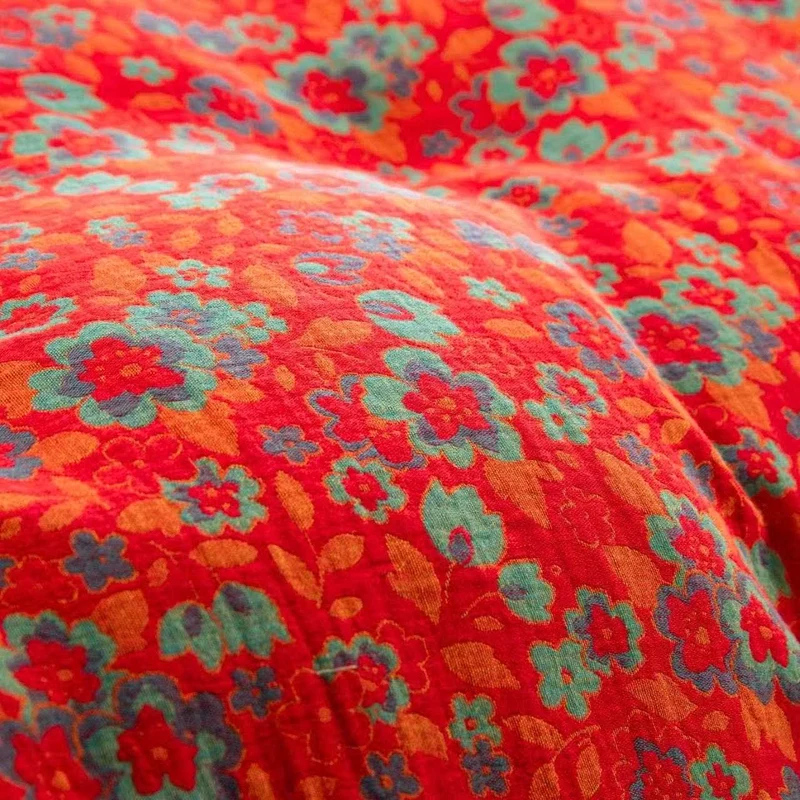 Ownkoti Bettwäsche mit Blumenmuster aus reiner Baumwollgaze (4-teilig)