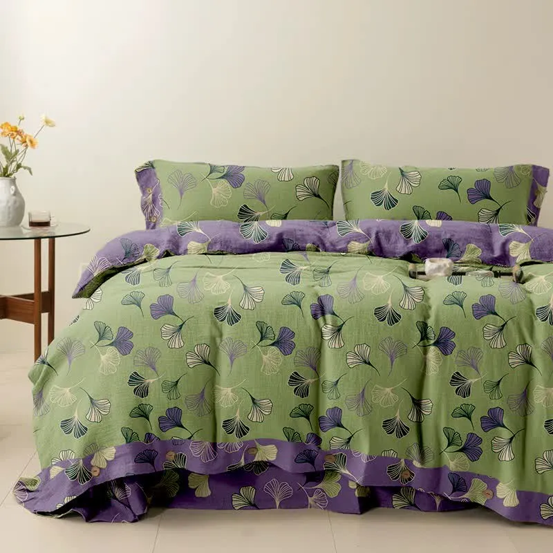 Ownkoti Ginkgo Baumwoll-Wendebettwäsche-Set (4-teilig)