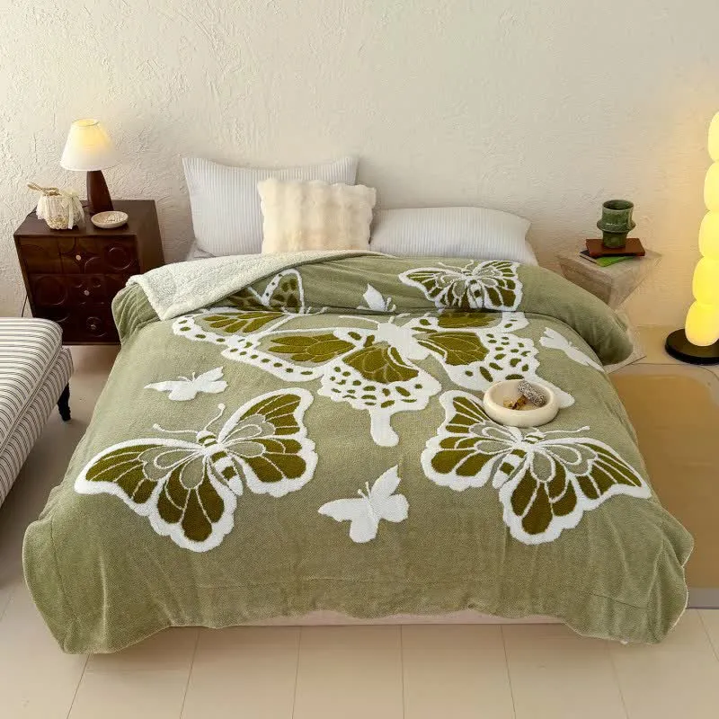 Ownkoti – Plüschdecke mit Schmetterlingsprägung im Natur-Stil