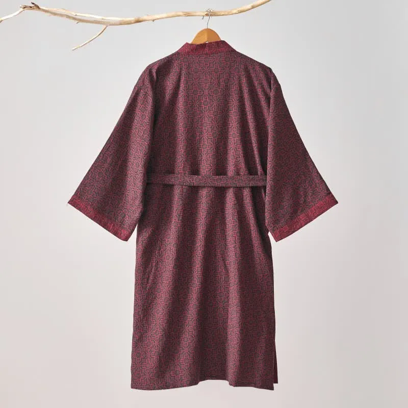 Ownkoti – Weihnachtsinspirierter Kimono-Bademantel aus Baumwollgaze