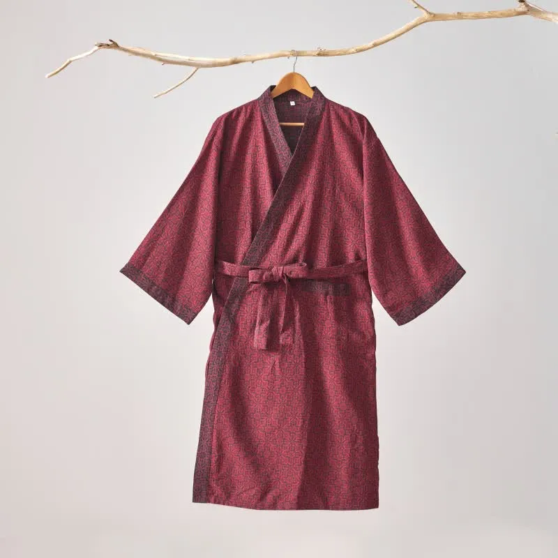 Ownkoti – Weihnachtsinspirierter Kimono-Bademantel aus Baumwollgaze