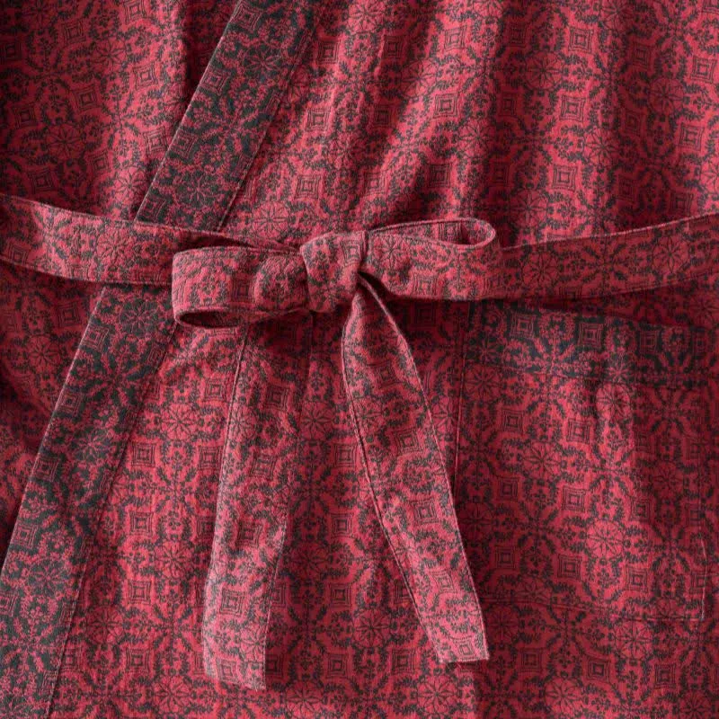 Ownkoti – Weihnachtsinspirierter Kimono-Bademantel aus Baumwollgaze