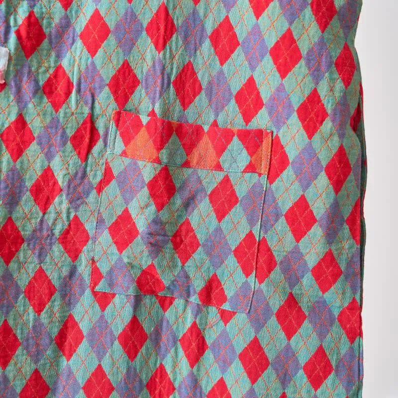 Ownkoti – Klassischer Kimono-Bademantel aus Baumwollgaze mit Rautenmuster
