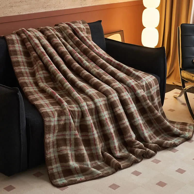 Ownkoti Wendbare Fleecedecke im klassischen Karomuster – vielseitig verwendbar