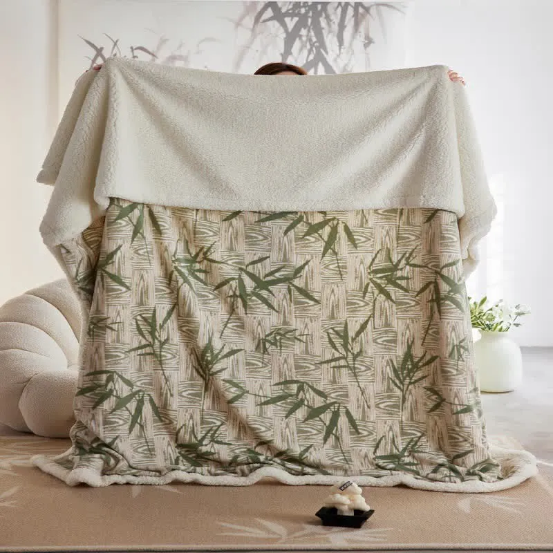 Ownkoti Zen Bambusblatt Wendbare Sherpa-Decke