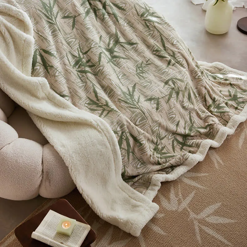 Ownkoti Zen Bambusblatt Wendbare Sherpa-Decke