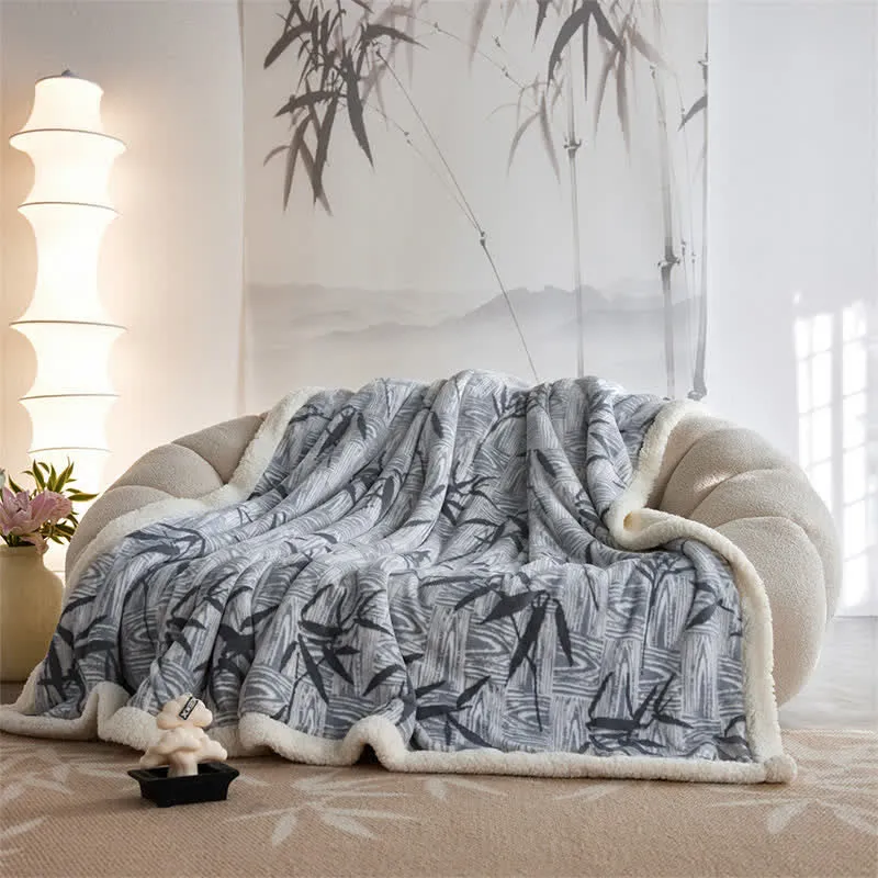 Ownkoti Zen Bambusblatt Wendbare Sherpa-Decke