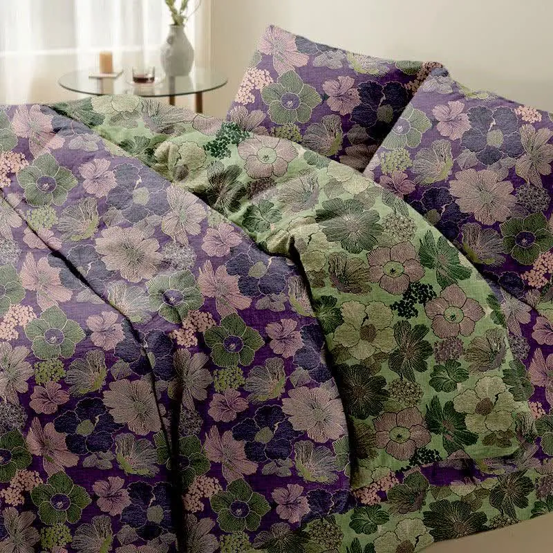 Ownkoti Pfirsichblüten-Wendebettwäsche-Set aus Baumwolle (4-teilig)