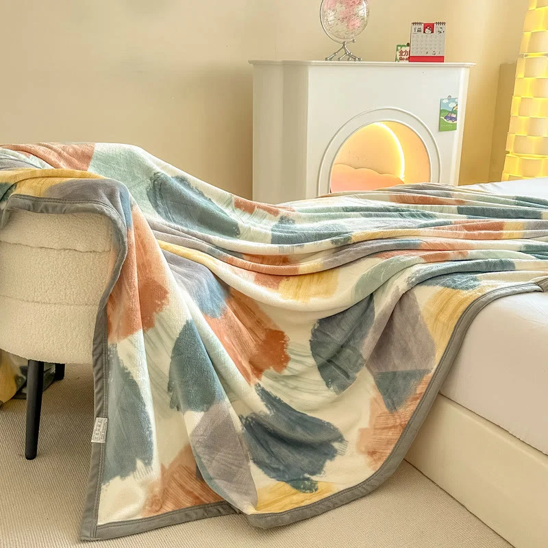 Moderne, geometrische Aquarell-Plüschdecke