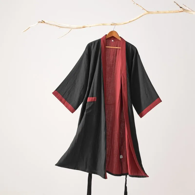 Ownkoti – Minimalistischer Kimono-Bademantel aus fester Baumwollgaze