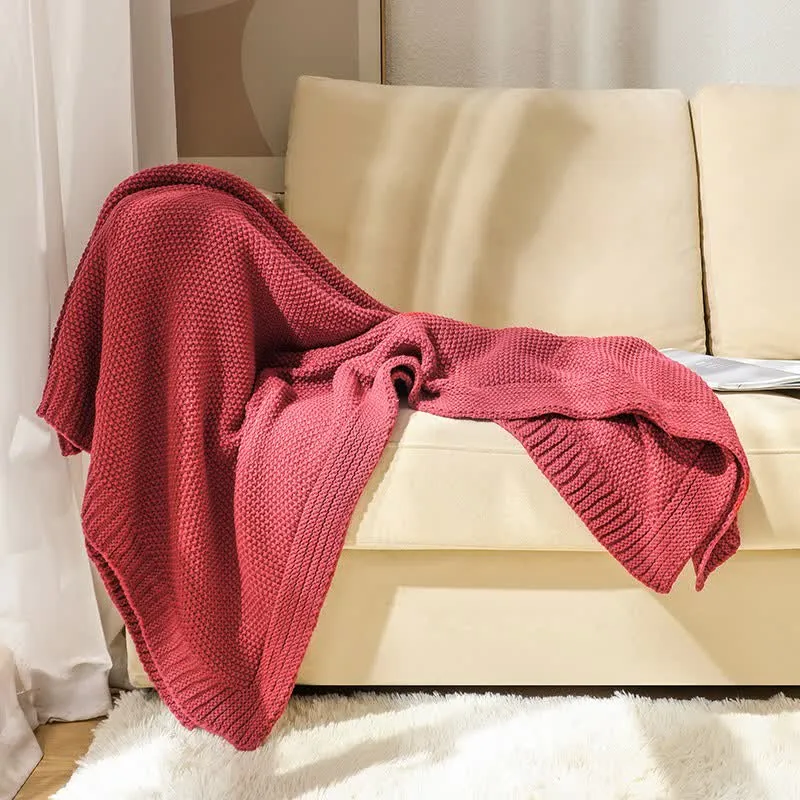 Ownkoti Einfache einfarbige Strickdecke